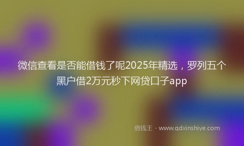 微信查看是否能借钱了呢2025年精选，罗列五个黑户借2万元秒下网贷口子app