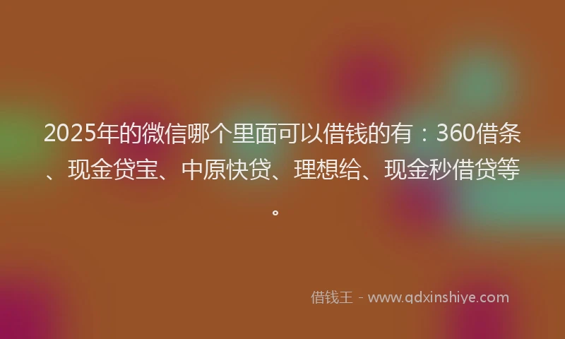 2025年的微信哪个里面可以借钱的有：360借条、现金贷宝、中原快贷、理想给、现金秒借贷等。