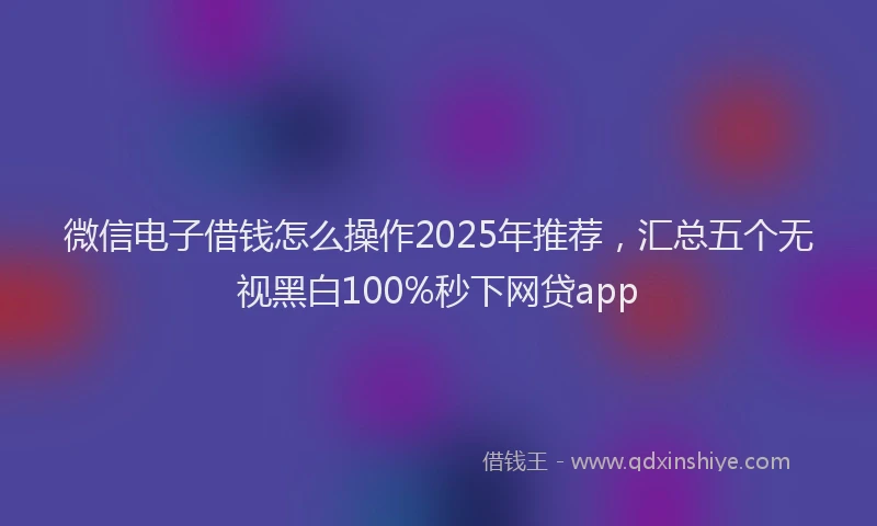 微信电子借钱怎么操作2025年推荐，汇总五个无视黑白100%秒下网贷app