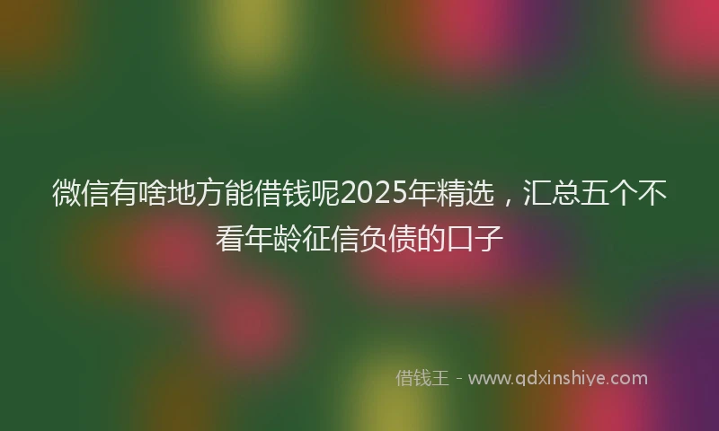微信有啥地方能借钱呢2025年精选，汇总五个不看年龄征信负债的口子