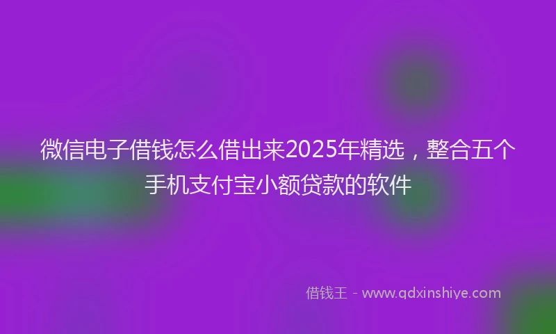 微信电子借钱怎么借出来2025年精选，整合五个手机支付宝小额贷款的软件