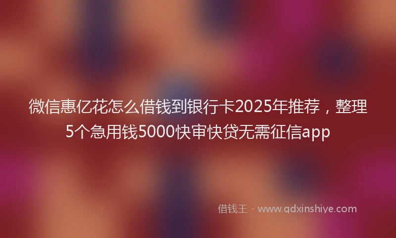 微信惠亿花怎么借钱到银行卡2025年推荐，整理5个急用钱5000快审快贷无需征信app