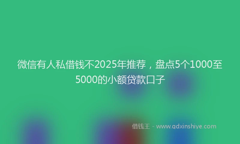 微信有人私借钱不2025年推荐，盘点5个1000至5000的小额贷款口子