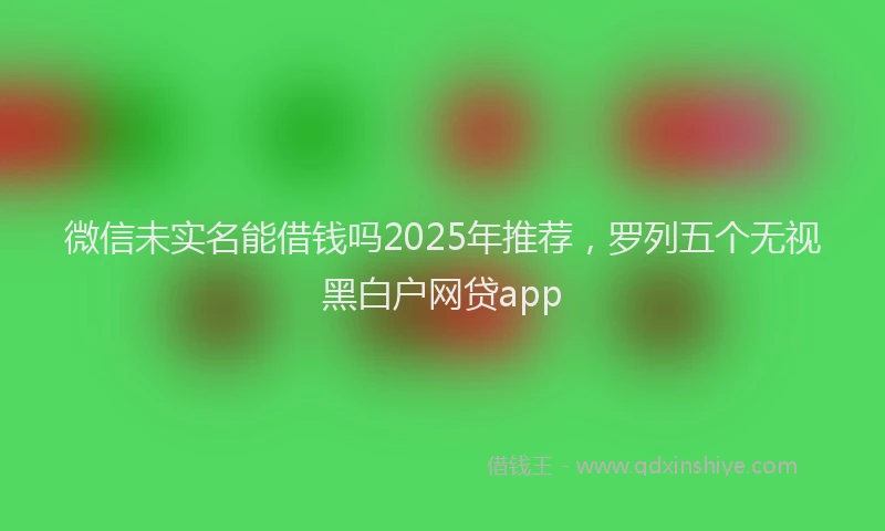 微信未实名能借钱吗2025年推荐，罗列五个无视黑白户网贷app