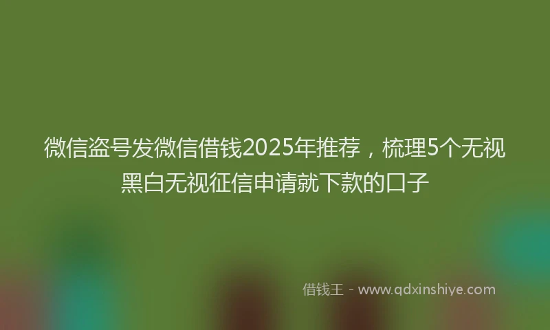 微信盗号发微信借钱2025年推荐，梳理5个无视黑白无视征信申请就下款的口子