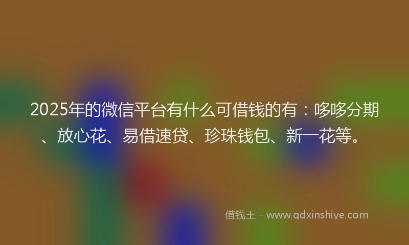 2025年的微信平台有什么可借钱的有：哆哆分期、放心花、易借速贷、珍珠钱包、新一花等。