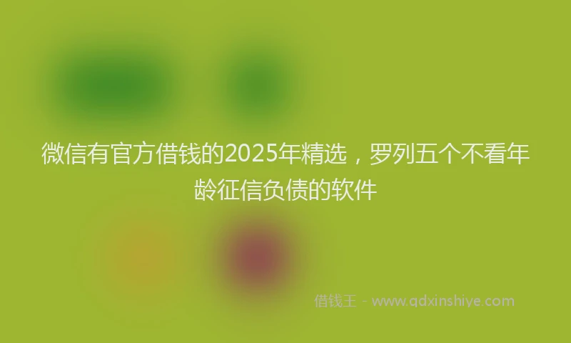 微信有官方借钱的2025年精选，罗列五个不看年龄征信负债的软件