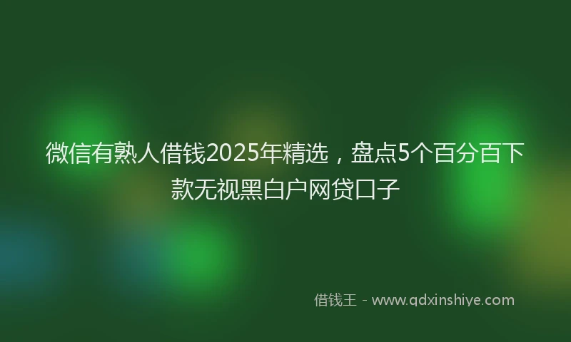 微信有熟人借钱2025年精选，盘点5个百分百下款无视黑白户网贷口子