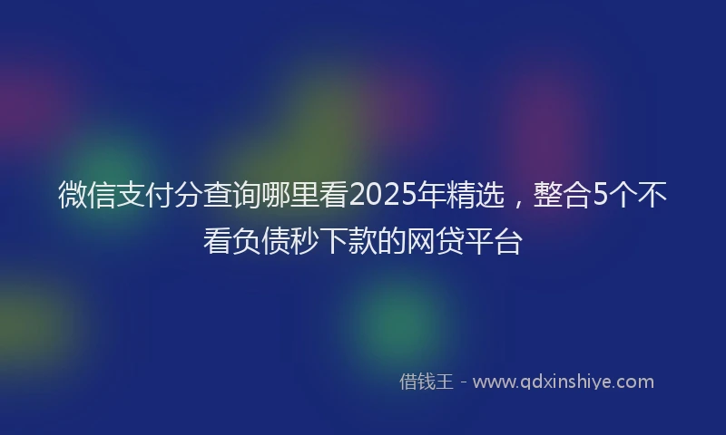 微信支付分查询哪里看2025年精选，整合5个不看负债秒下款的网贷平台