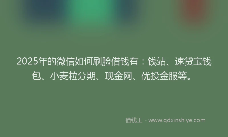 2025年的微信如何刷脸借钱有：钱站、速贷宝钱包、小麦粒分期、现金网、优投金服等。