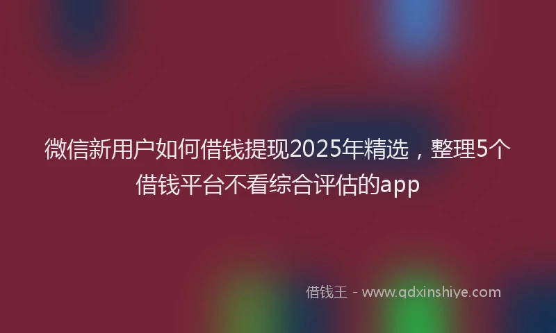 微信新用户如何借钱提现2025年精选，整理5个借钱平台不看综合评估的app
