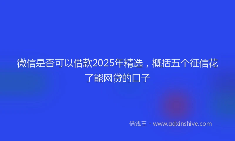 微信是否可以借款2025年精选，概括五个征信花了能网贷的口子