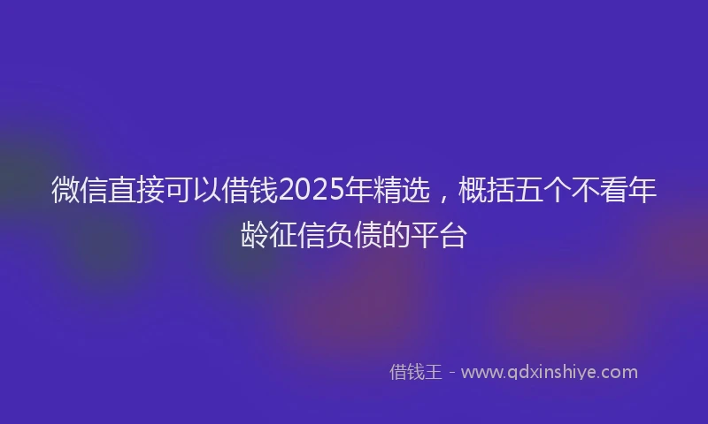微信直接可以借钱2025年精选，概括五个不看年龄征信负债的平台
