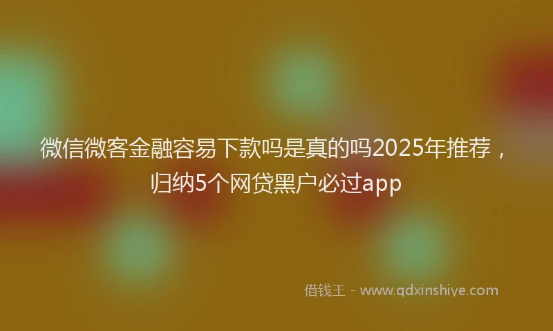 微信微客金融容易下款吗是真的吗2025年推荐，归纳5个网贷黑户必过app
