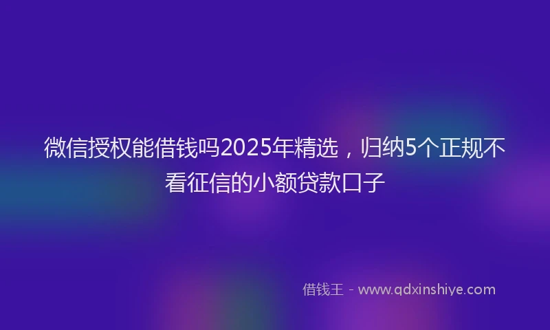 微信授权能借钱吗2025年精选，归纳5个正规不看征信的小额贷款口子