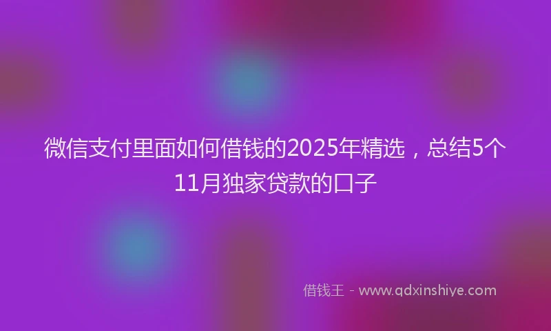 微信支付里面如何借钱的2025年精选，总结5个11月独家贷款的口子
