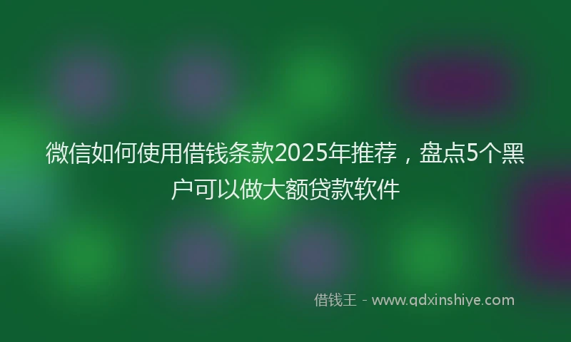 微信如何使用借钱条款2025年推荐，盘点5个黑户可以做大额贷款软件