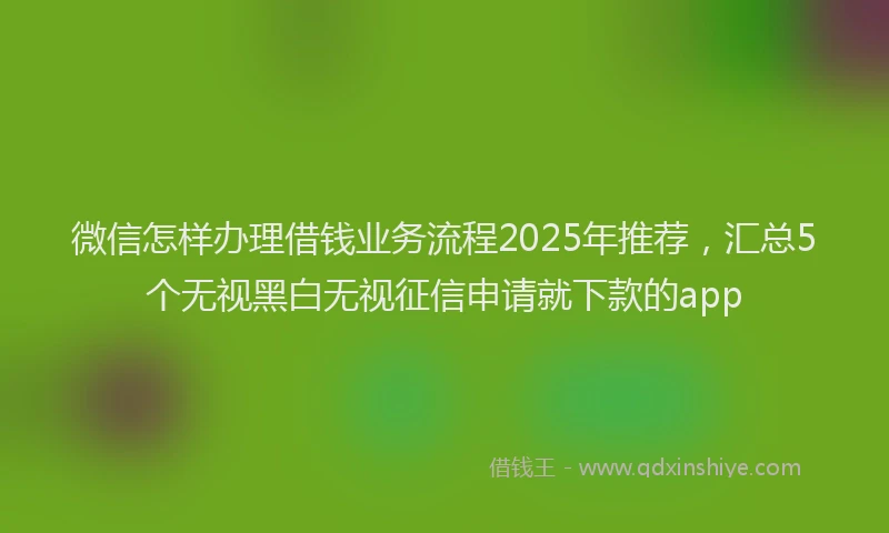 微信怎样办理借钱业务流程2025年推荐，汇总5个无视黑白无视征信申请就下款的app