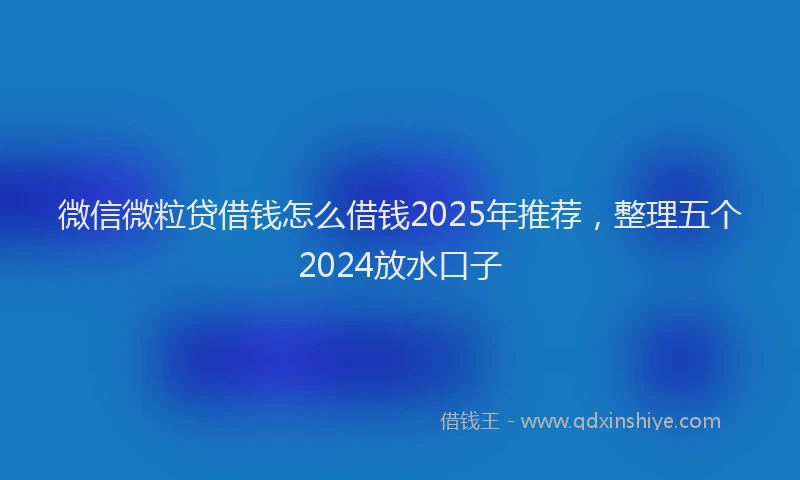 微信微粒贷借钱怎么借钱2025年推荐，整理五个2024放水口子