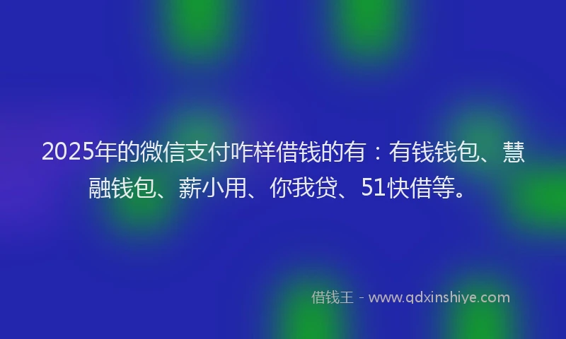 2025年的微信支付咋样借钱的有：有钱钱包、慧融钱包、薪小用、你我贷、51快借等。