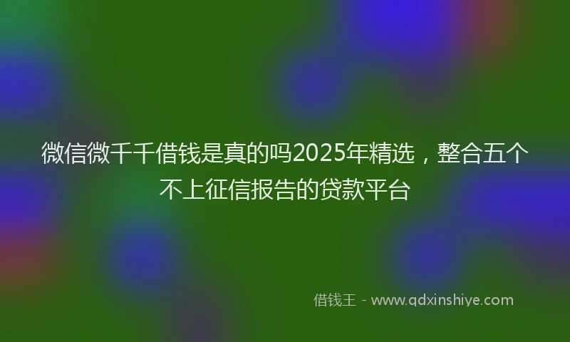 微信微千千借钱是真的吗2025年精选，整合五个不上征信报告的贷款平台