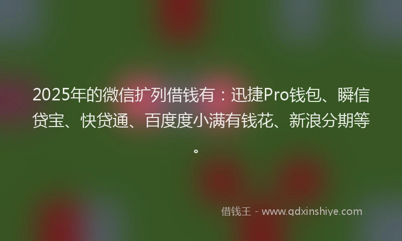 2025年的微信扩列借钱有：迅捷Pro钱包、瞬信贷宝、快贷通、百度度小满有钱花、新浪分期等。