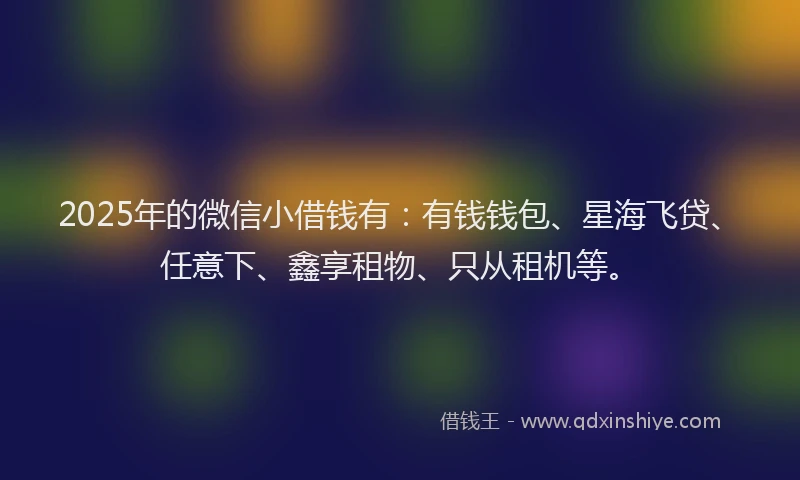 2025年的微信小借钱有：有钱钱包、星海飞贷、任意下、鑫享租物、只从租机等。