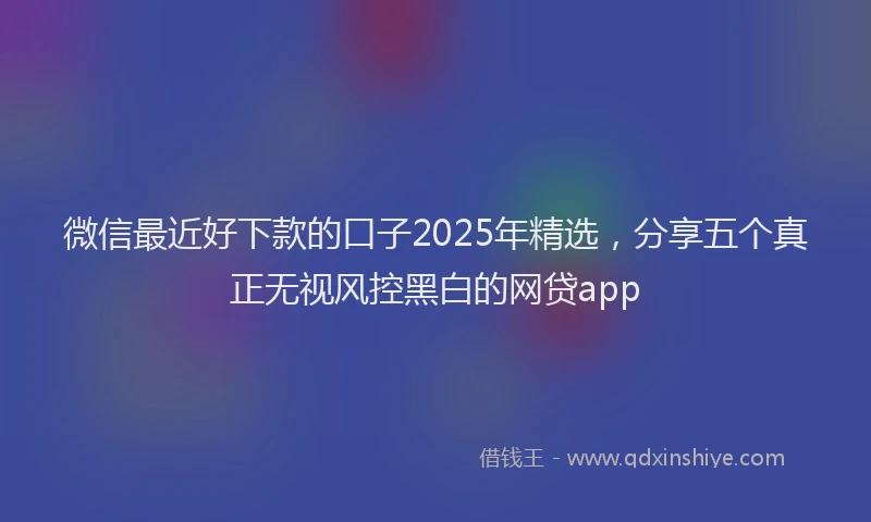 微信最近好下款的口子2025年精选，分享五个真正无视风控黑白的网贷app