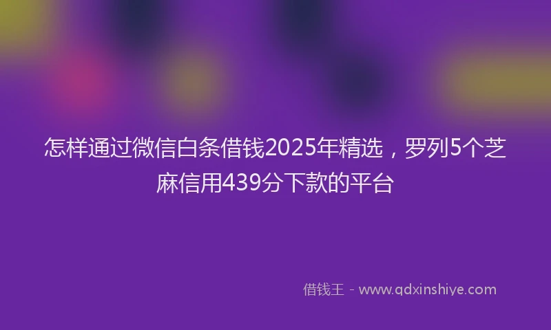 怎样通过微信白条借钱2025年精选，罗列5个芝麻信用439分下款的平台
