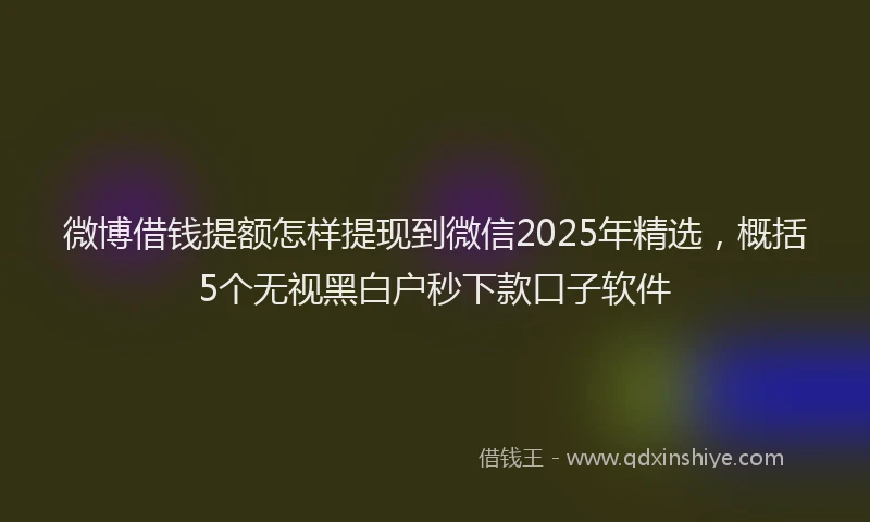 微博借钱提额怎样提现到微信2025年精选，概括5个无视黑白户秒下款口子软件