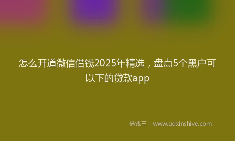 怎么开道微信借钱2025年精选，盘点5个黑户可以下的贷款app