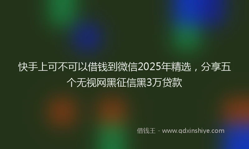 快手上可不可以借钱到微信2025年精选，分享五个无视网黑征信黑3万贷款