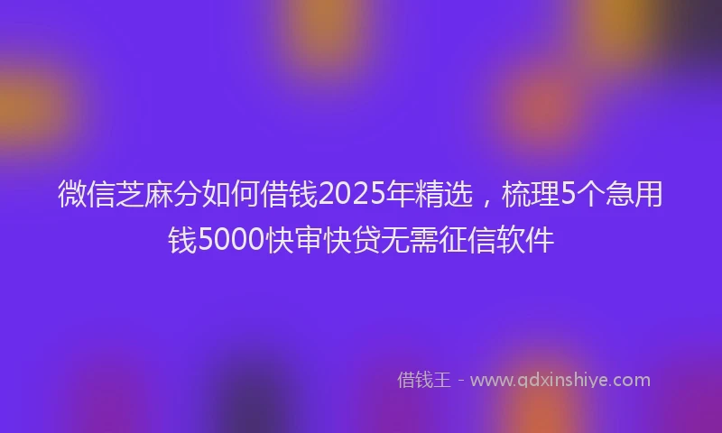 微信芝麻分如何借钱2025年精选，梳理5个急用钱5000快审快贷无需征信软件