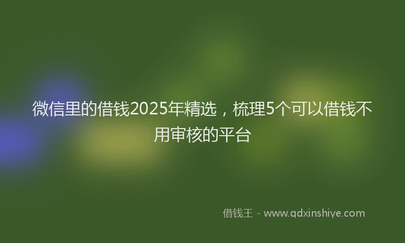 微信里的借钱2025年精选，梳理5个可以借钱不用审核的平台