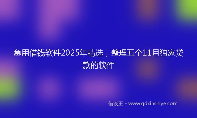 急用借钱软件2025年精选，整理五个11月独家贷款的软件