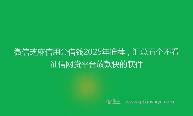 微信芝麻信用分借钱2025年推荐，汇总五个不看征信网贷平台放款快的软件