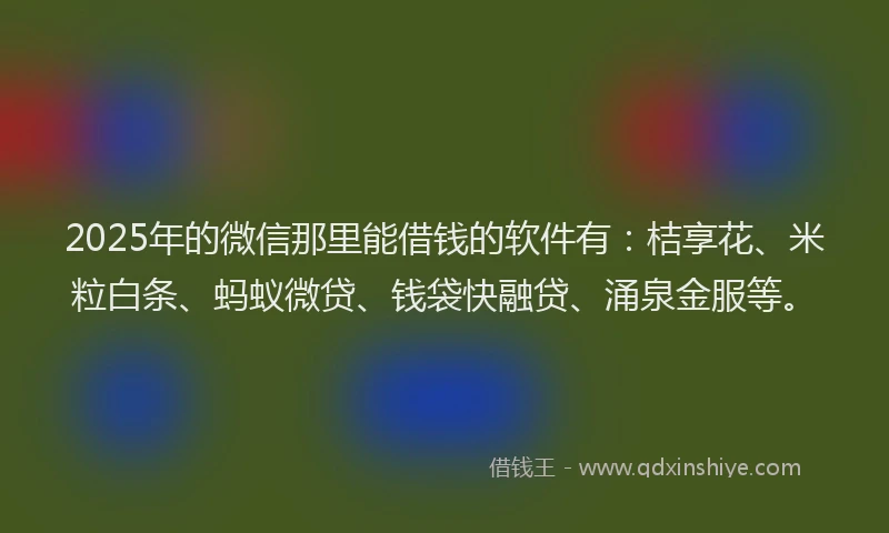 2025年的微信那里能借钱的软件有：桔享花、米粒白条、蚂蚁微贷、钱袋快融贷、涌泉金服等。