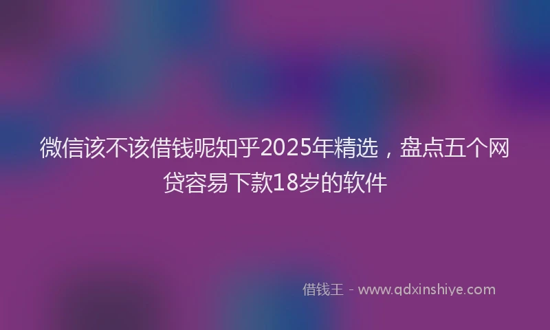 微信该不该借钱呢知乎2025年精选，盘点五个网贷容易下款18岁的软件