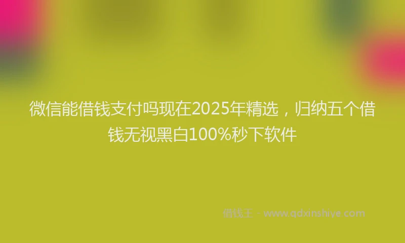 微信能借钱支付吗现在2025年精选，归纳五个借钱无视黑白100%秒下软件