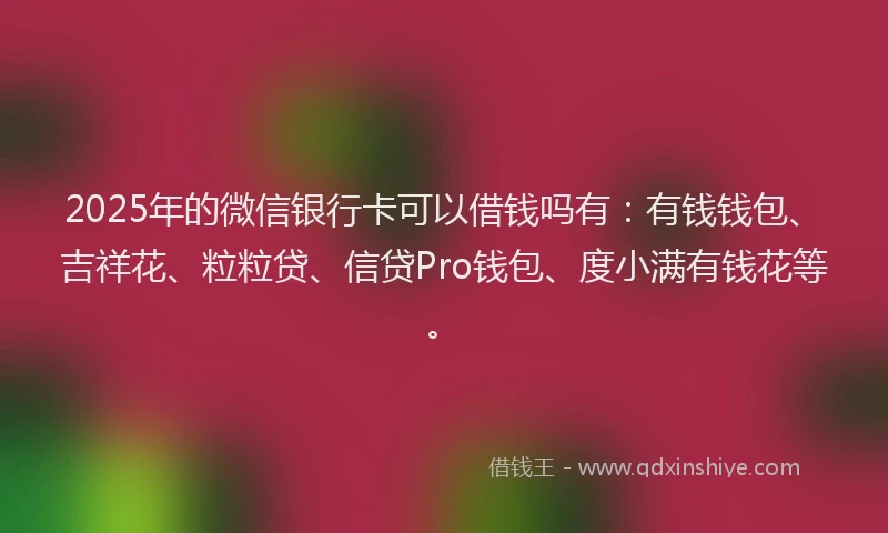 2025年的微信银行卡可以借钱吗有：有钱钱包、吉祥花、粒粒贷、信贷Pro钱包、度小满有钱花等。