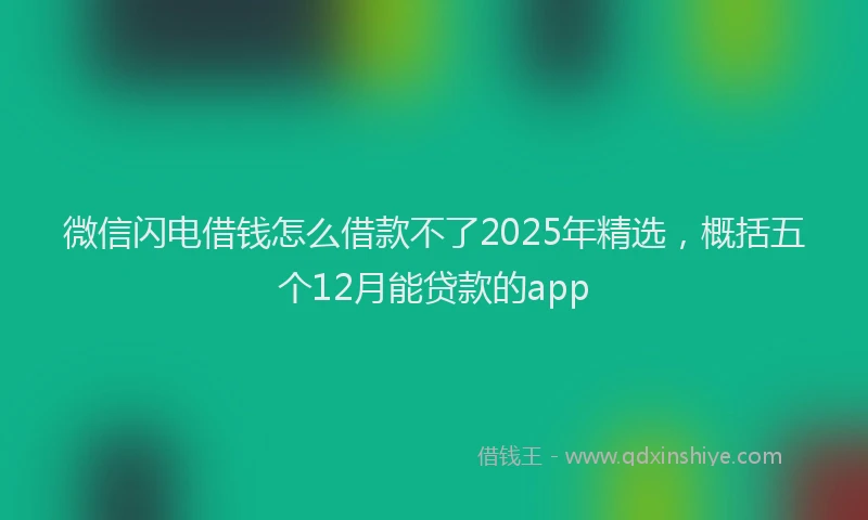 微信闪电借钱怎么借款不了2025年精选，概括五个12月能贷款的app