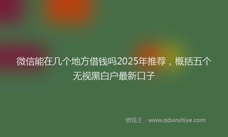 微信能在几个地方借钱吗2025年推荐，概括五个无视黑白户最新口子
