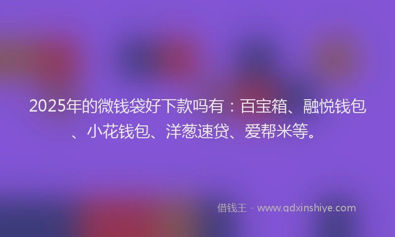 2025年的微钱袋好下款吗有：百宝箱、融悦钱包、小花钱包、洋葱速贷、爱帮米等。