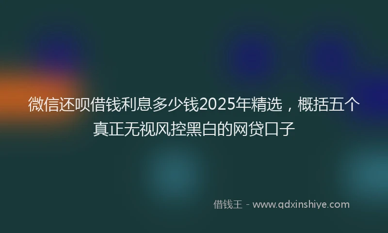 微信还呗借钱利息多少钱2025年精选，概括五个真正无视风控黑白的网贷口子