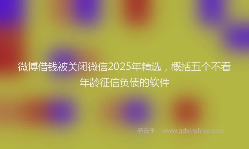 微博借钱被关闭微信2025年精选，概括五个不看年龄征信负债的软件