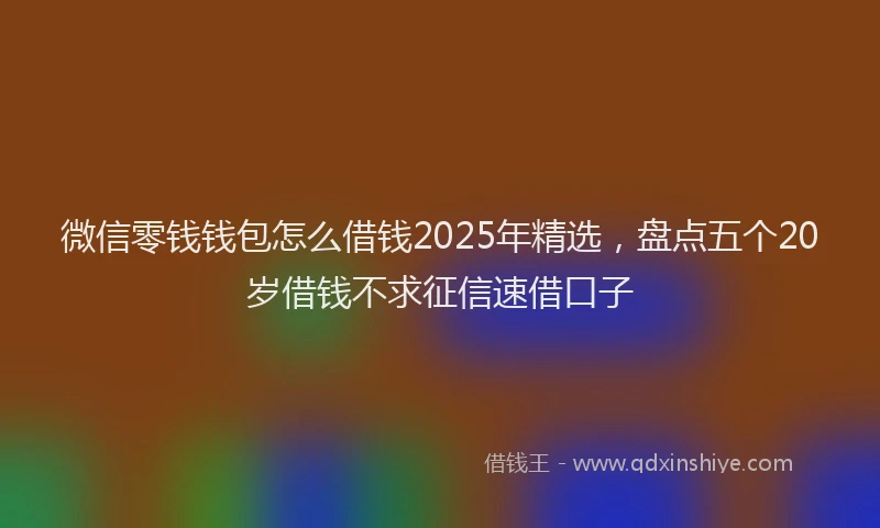 微信零钱钱包怎么借钱2025年精选，盘点五个20岁借钱不求征信速借口子