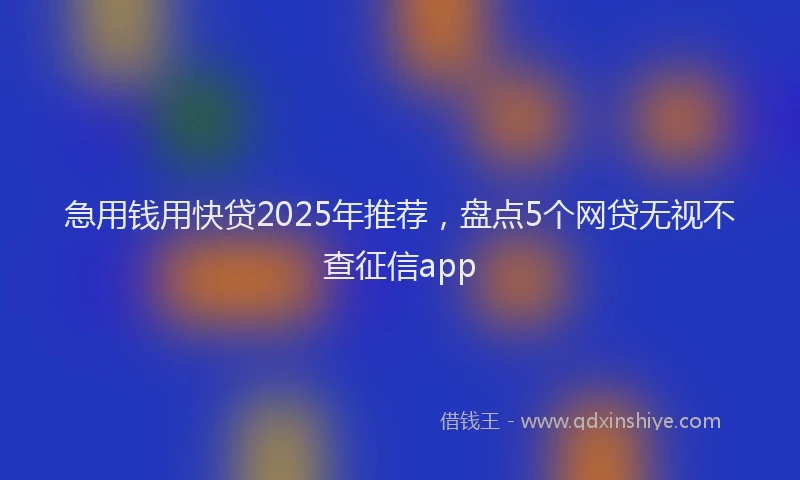 急用钱用快贷2025年推荐，盘点5个网贷无视不查征信app