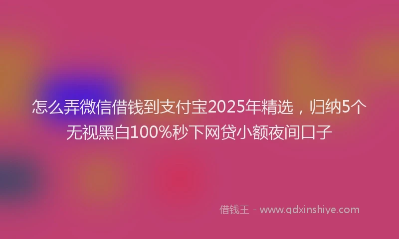 怎么弄微信借钱到支付宝2025年精选，归纳5个无视黑白100%秒下网贷小额夜间口子