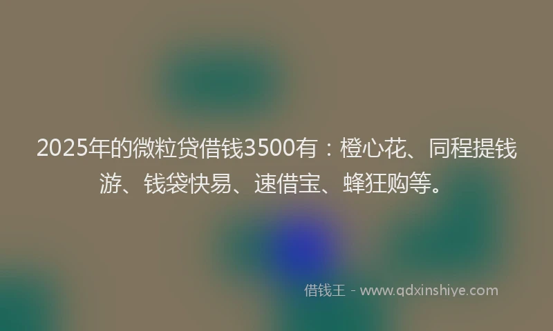 2025年的微粒贷借钱3500有：橙心花、同程提钱游、钱袋快易、速借宝、蜂狂购等。