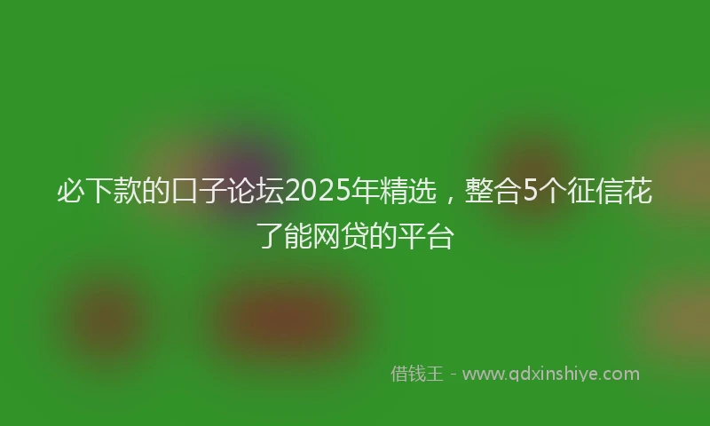 必下款的口子论坛2025年精选，整合5个征信花了能网贷的平台